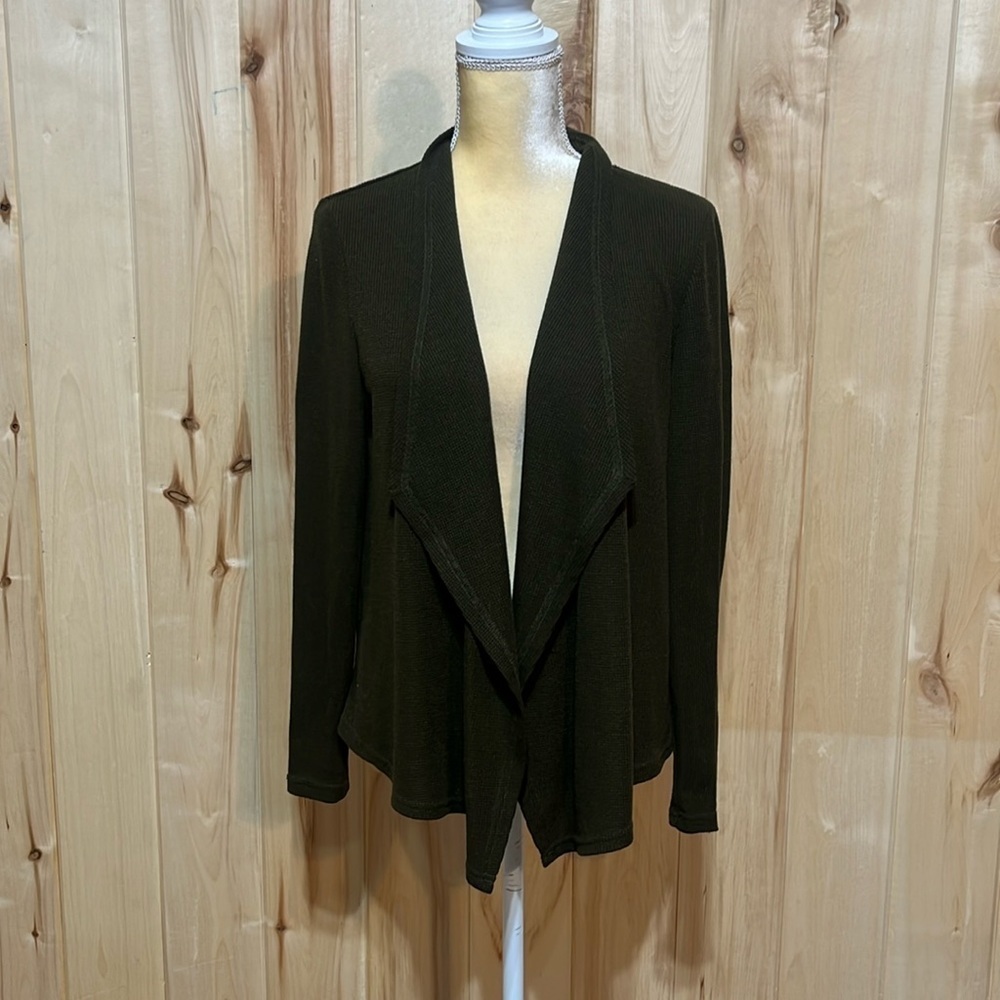 Soft Surroundings Green‎ Waffle Knit Cardigan Size L